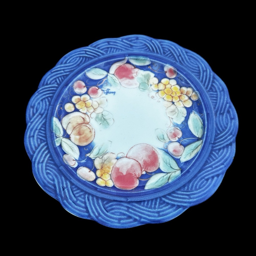 Vintage Tiffany Fruit Salad Plate By Brunelli Italy Cherry & Grape 8 7/8”